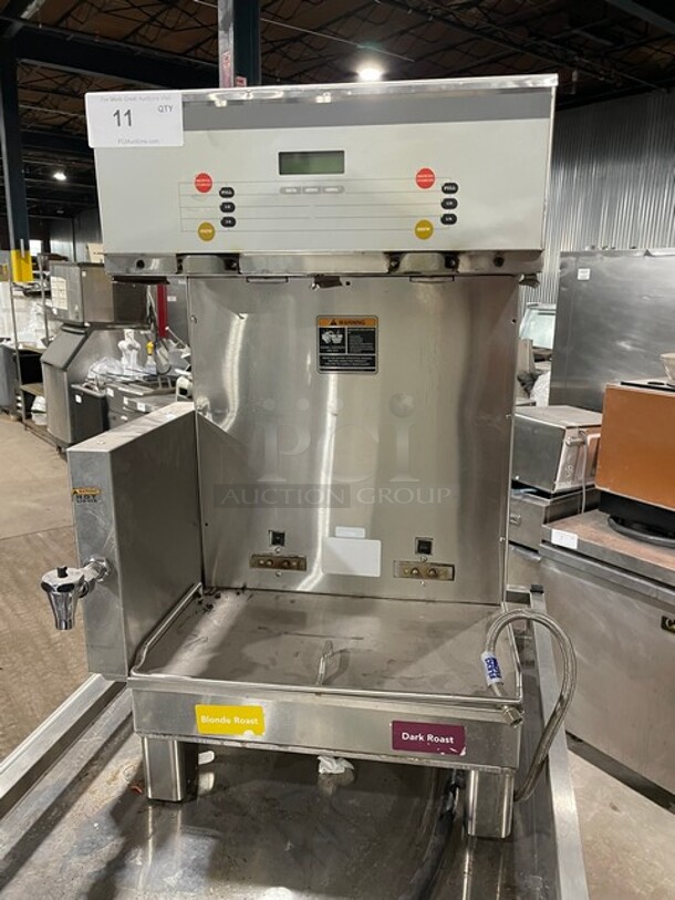 Bunn Starbucks Style Commercial Countertop Soft Heat Dual Coffee Brewer! With Hot Water Dispenser! All Stainless Steel! On Legs! 120/208V 1 Phase! Model: DUAL SH DBC, 120/208GRY(SBUX)! - Image 1 of 7