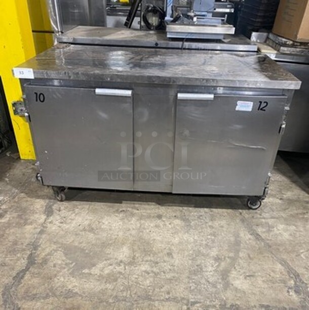 Leader Commercial 2 Door Lowboy/Worktop Cooler! All Stainless Steel! On Casters!  MODEL ESLB60SC SN:NL10M0086 115V 1PH - Image 1 of 9