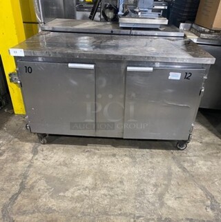 Leader Commercial 2 Door Lowboy/Worktop Cooler! All Stainless Steel! On Casters!  MODEL ESLB60SC SN:NL10M0086 115V 1PH