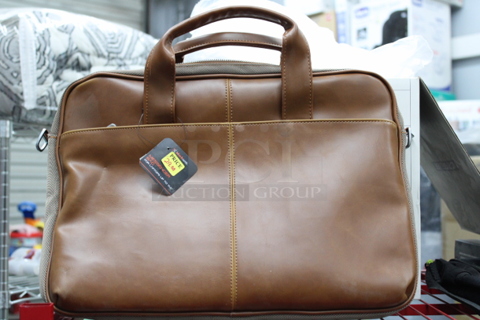 NICE!! (1) Messenger Bag - Brown, (9) Elastic Band Visor Organizer. 10x Your Bid