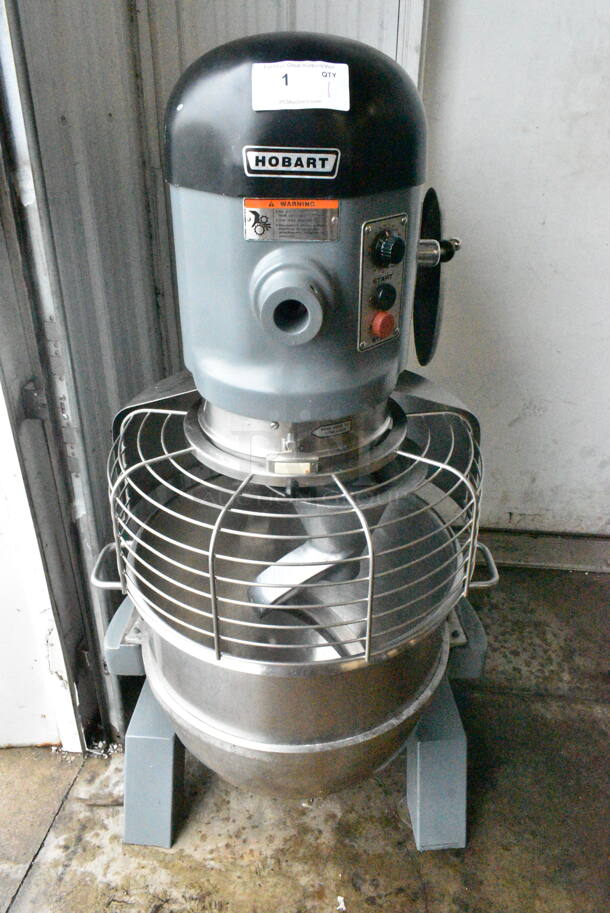 Hobart L-800 Metal Commercial Floor Style 80 Quart Planetary Dough Mixer w/ Stainless Steel Mixing Bowl, Bowl Guard and Dough Hook Attachment. 200 Volts, 3 Phase.  - Image 2 of 11