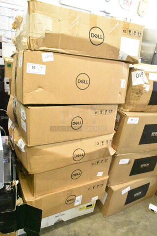 7 IN ORIGINAL BOX! Dell Items Including DELAW2723DF-RB Gaming Monitor, DELP2422H-90 Computer Monitor, DELU2722D-90 Monitor. 7 Times Your Bid!