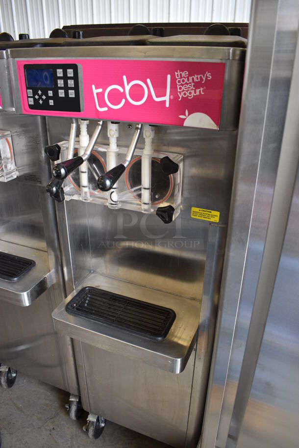 2013 Stoelting Model F231-309I2-AD1 Stainless Steel Commercial Floor Style Air Cooled 2 Flavor w/ Twist Soft Serve Ice Cream Machine on Commercial Casters. 208-240 Volts, 3 Phase.  - Image 3 of 7