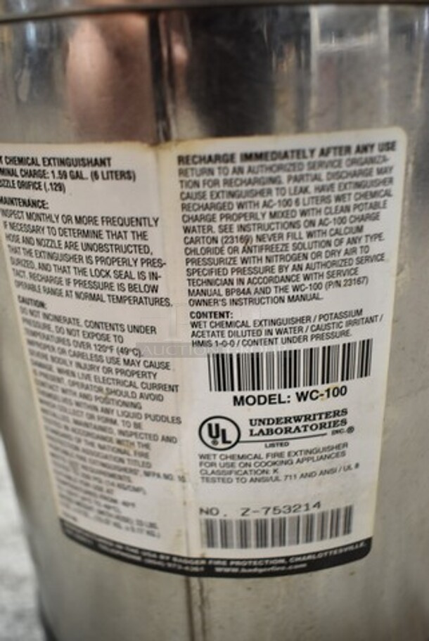 Badger WC-100 Wet Chemical Fire Extinguisher. Buyer Must Pick Up - We Will Not Ship This Item. - Image 3 of 3