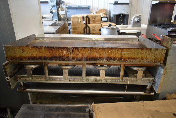 Asber Stainless Steel Commercial Countertop Gas Powered Flat Top Griddle w/ Stainless Steel Equipment Stand on Commercial Casters. - Image 5 of 6