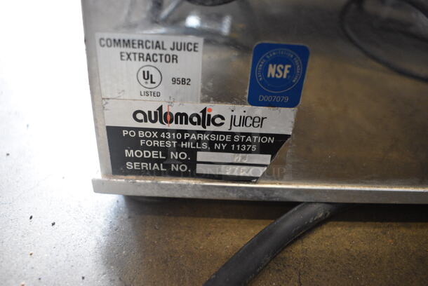 Model MJ Stainless Steel Commercial Countertop Automatic Juicer. 13x19x21. Tested and Working! - Image 6 of 6