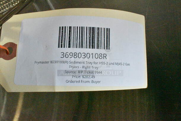 4 BRAND NEW SCRATCH AND DENT! Items Including 3698030360L Frymaster 8030360(L) Sediment Tray for RE-14, 17, 22, 2, and TC Electric Fryers - Left Tray, 3698030358 Frymaster 8030358 Sediment Tray for RE-14, 17, 22, 2, and TC Electric Fryers - Full Tray, 3698030108R Frymaster 8030108(R) Sediment Tray for H55-2 and MJ45-2 Gas Fryers - Right Tray, 3698030107L Frymaster 8030107(L) Sediment Tray for H55-2 and MJ45-2 Gas Fryers - Left Tray. 4 Times Your Bid!  - Image 8 of 9