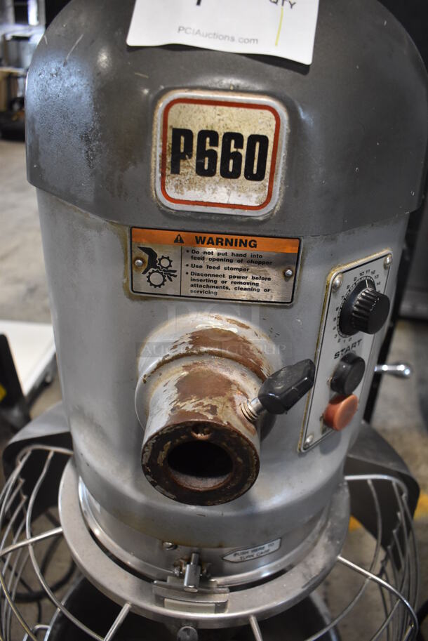 Hobart P660SBA Metal Commercial Floor Style 60 Quart Planetary Dough Mixer w/ Stainless Steel Bowl, Bowl Guard, Paddle and Dough Hook Attachments. 208-240 Volts, 3 Phase. - Image 8 of 9