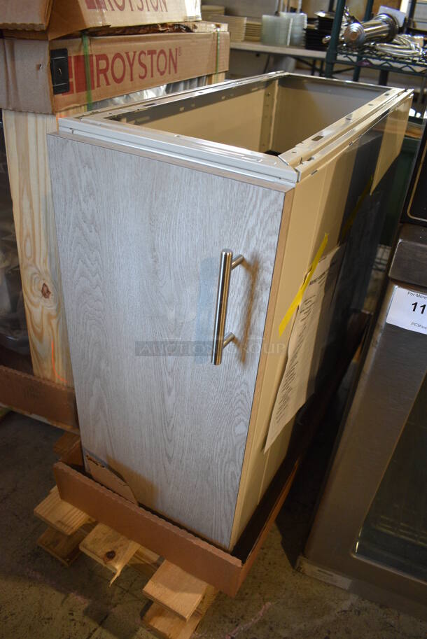 BRAND NEW IN CRATE! Royston 62091077-296 Gray Wood Pattern Cabinet. 12x29x27 - Image 7 of 10