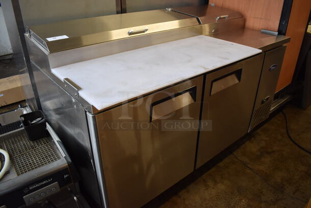 2019 Atosa MPF8202GR Stainless Steel Commercial Pizza Prep Table on Commercial Casters. 115 Volts, 1 Phase. 67x35x43. Tested and Working!