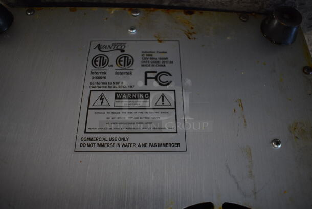 2017 Avantco IC 1800 Stainless Steel Commercial Countertop Electric Powered Single Burner Induction Range. 120 Volts, 1 Phase. 12x15x4 - Image 5 of 6