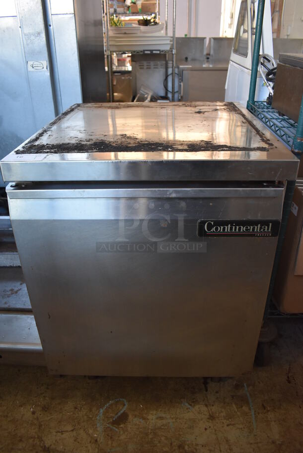 Continental SWF27 Stainless Steel Commercial Single Door Undercounter Freezer on Commercial Casters. 115 Volts, 1 Phase. 27.5x30x35. Tested and Working!
