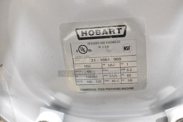 BRAND NEW SCRATCH AND DENT! Hobart N50 Metal Countertop 5 Quart Bowl Lift Planetary Dough Mixer w/ Stainless Steel Mixing Bowl, Paddle, Whisk and Dough Hook Attachments. 100-120 Volts, 1 Phase. Tested and Working! - Image 11 of 11