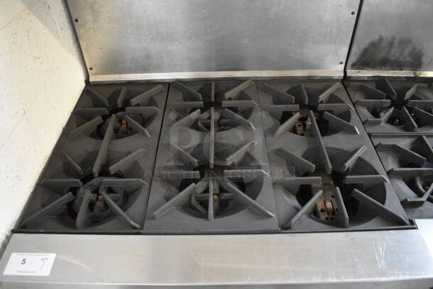 US Range Stainless Steel Commercial Natural Gas Powered 6 Burner Range w/ Oven, Over Shelf and Back Splash. 30,000 BTU. 36x33x58 - Image 2 of 6