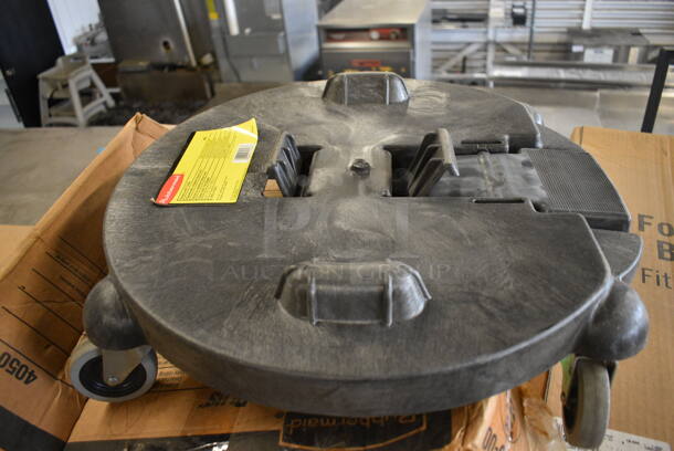 BRAND NEW IN BOX! Rubbermaid Black Poly Trash Can Dolly on Commercial Casters. 20x21x6 - Image 3 of 6