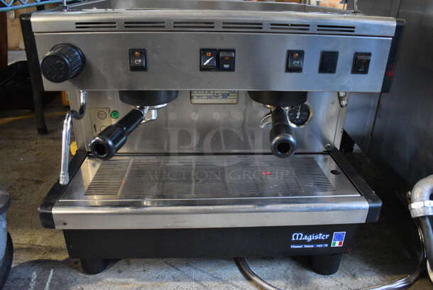Magister MS 70 Stainless Steel Commercial Countertop 2 Group Espresso Machine w/ 2 Portafilters and Steam Wand. 110 Volts, 1 Phase. 21.5x20x20 - Image 4 of 7