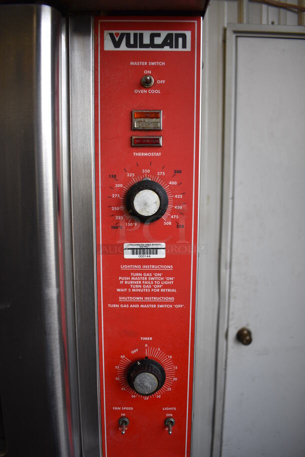 2 Vulcan Stainless Steel Commercial Gas Powered Full Size Convection Oven w/ View Through Doors, Metal Oven Racks and Thermostatic Controls. 40x32x70. 2 Times Your Bid! - Image 2 of 7
