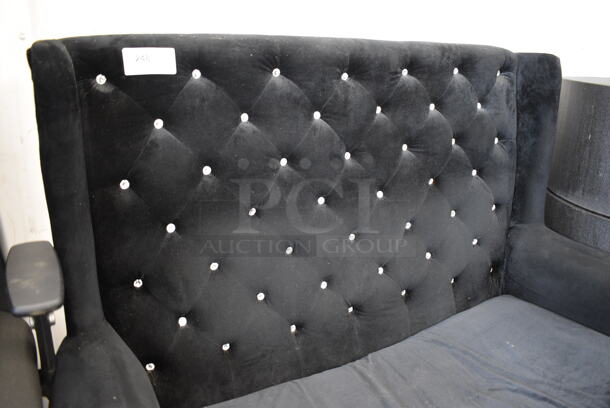 Black Chair w/ Arm Rests and Nail Head Trim. 59x30x50 - Image 4 of 5