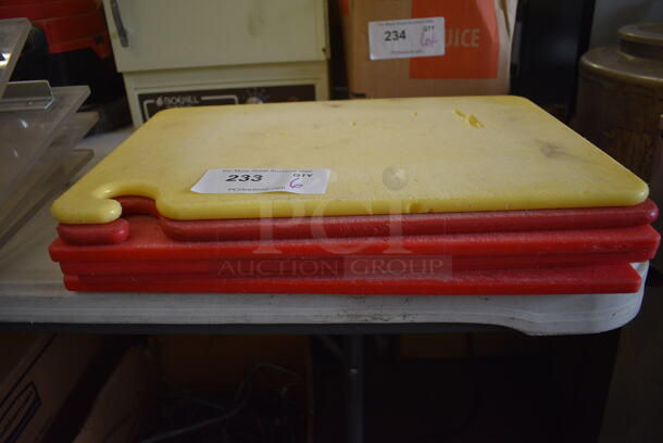 6 Cutting Boards; Yellow and 5 Red. 18x12x0.5. 6 Times Your Bid!
 - Image 4 of 4