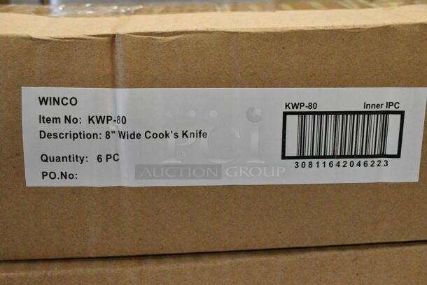 2 Boxes of 6 BRAND NEW SCRATCH AND DENT! Winco KWP-80 8" Wide Cooks Knife. 2 Times Your Bid!  - Image 4 of 4