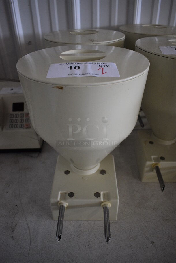 2 Poly Commercial Hoppers For Donut Pastry Filling Machine. Goes GREAT w/ Lot # 9! 9x11x13.5. 2 Times Your Bid! 