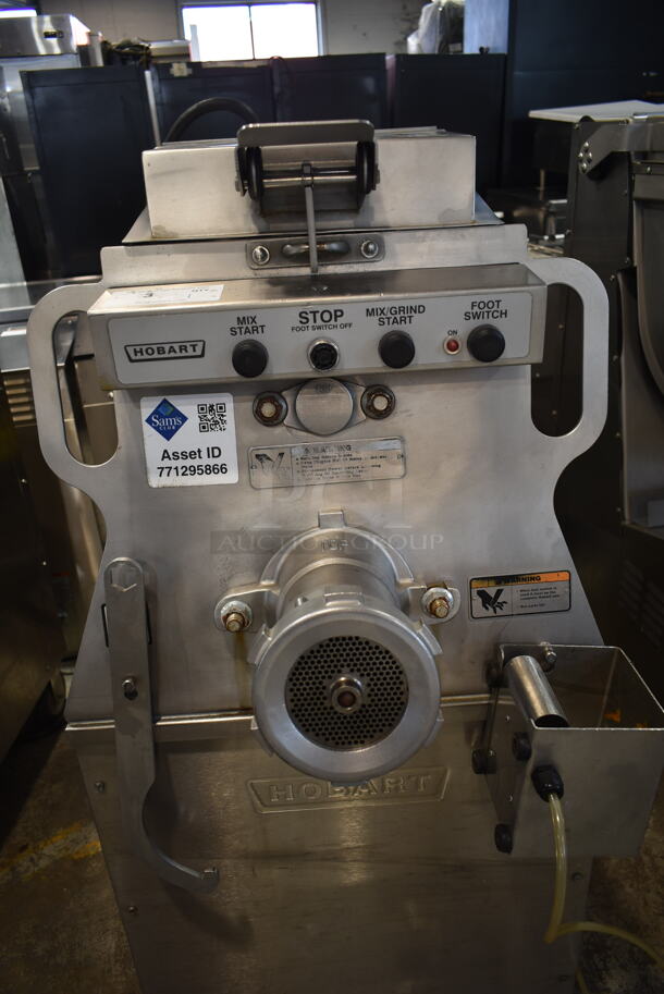 2016 Hobart MG2032 Metal Commercial Floor Style Electric Powered Meat Grinder w/ Foot Pedal on Commercial Casters. 208 Volts, 3 Phase. - Image 2 of 9