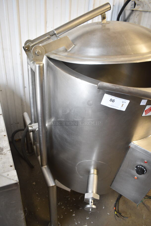Legion Stainless Steel Commercial Floor Style Electric Powered Tilting Steam Kettle. 208-240 Volts, 3 Phase.  - Image 9 of 12