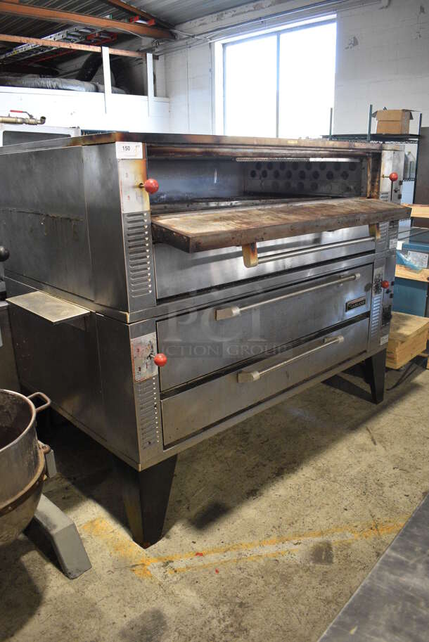 2 Garland Model GPD60 Stainless Steel Commercial Natural Gas Powered Single Deck Pizza Ovens w/ Cooking Stones on Metal Legs. 122,000. 81x49x63.5. 2 Times Your Bid! - Image 3 of 12