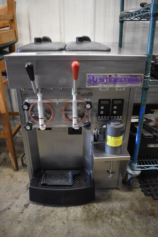 Stoelting Model SF144-38I Stainless Steel Commercial Countertop Air Cooled 2 Flavor w/ Twist Soft Serve Ice Cream Machine. 208-230 Volts, 1 Phase. 22x31x33