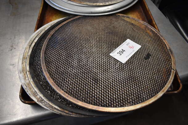 11 Metal Items; 7 Various Mesh Pizza Screens, 2 Pizza Pans and 2 Full Size Baking Pans. Includes 19x19, 16x16, 18x26x1. 11 Times Your Bid! - Image 3 of 4