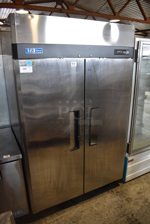 Turbo Air Model M3R47-2 Stainless Steel Commercial 2 Door Reach In Cooler w/ Poly Coated Racks on Commercial Casters. 115 Volts, 1 Phase. 52x31x83. Tested and Powers On But Does Not Get Cold - Image 3 of 6