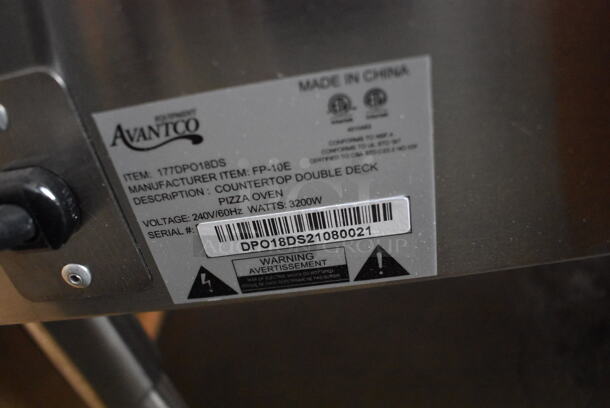 LIKE NEW! Avantco 177DPO18DS Stainless Steel Commercial Countertop Electric Powered Double Deck Countertop Pizza/Bakery Oven w/ Stones. Unit Was Used a Few Times at a Trade Show as a Demonstration. 240 Volts. Tested and Working! - Image 7 of 7