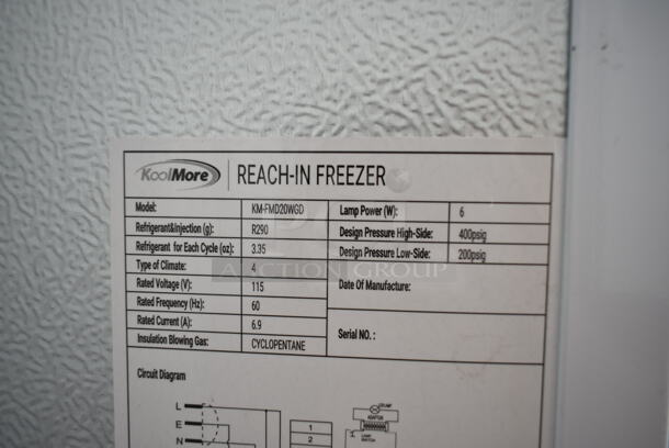 BRAND NEW SCRATCH AND DENT! KoolMore KM-FMD20WGD Metal Commercial Single Door Reach In Freezer w/ Poly Coated Racks. 115 Volts, 1 Phase. Tested and Does Not Power On - Image 6 of 6
