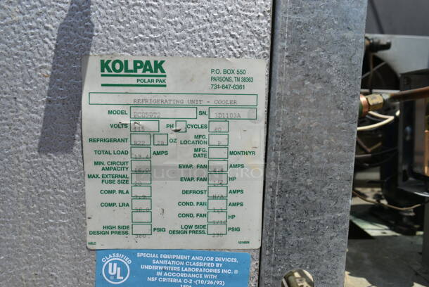 2 Polar Pak SELF CONTAINED Walk In Boxes; 8'x6' Cooler and 8'x6' Freezer. Comes w/ Kolpak PC050T2 115 Volt Evaporator, Copeland ASE35C4-CAA-901 115 Volt, 1 Phase Compressor, Kolpak PF199T3 208-240 Volt, 1 Phase Evaporator and Tecumseh AW459EH-411-J7 208-230 Volt, 1 Phase Compressor. 2 Times Your Bid! - Image 11 of 12