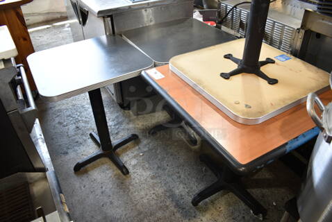 4 Dining Height Table on Black Metal Table Base. 24x24x30, 30.5x30.5x30. 4 Times Your Bid!