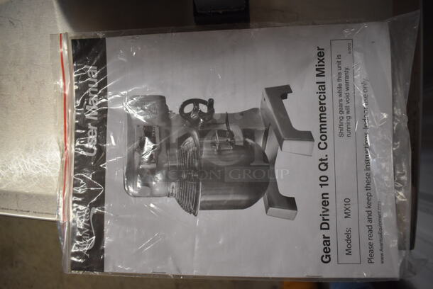 Avantco MX10 Metal Commercial Countertop 10 Quart Planetary Dough Mixer w/ Stainless Steel Mixing Bowl, Bowl Guard, Dough Hook, Paddle and Whisk Attachments. 120 Volts, 1 Phase. 15x20x25. Tested and Working! - Image 8 of 9