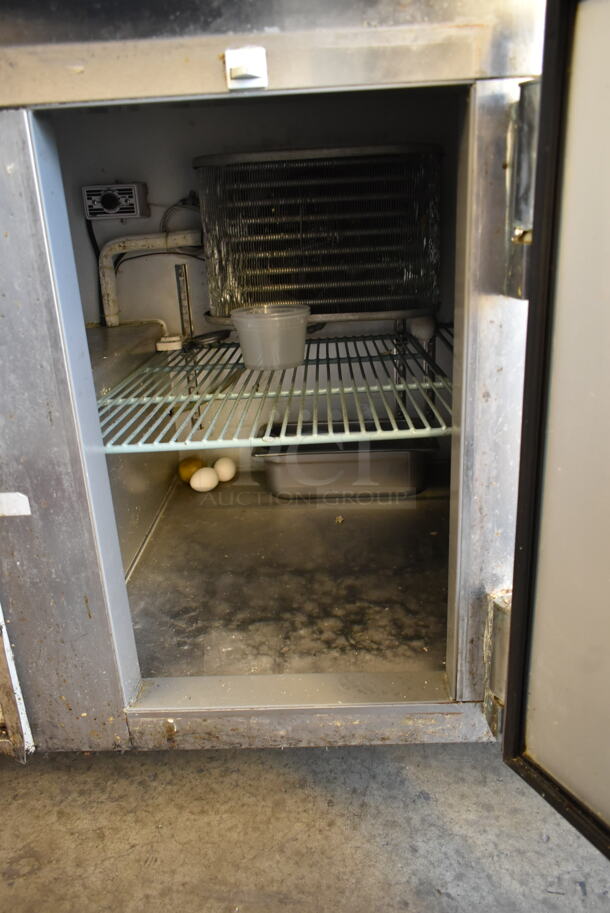 2013 Leader LB60 S/C Stainless Steel Commercial 3 Door Work Top Cooler w/ 2 Tier Over Shelf on Commercial Casters. 115 Volts, 1 Phase. Tested and Working! - Image 6 of 7
