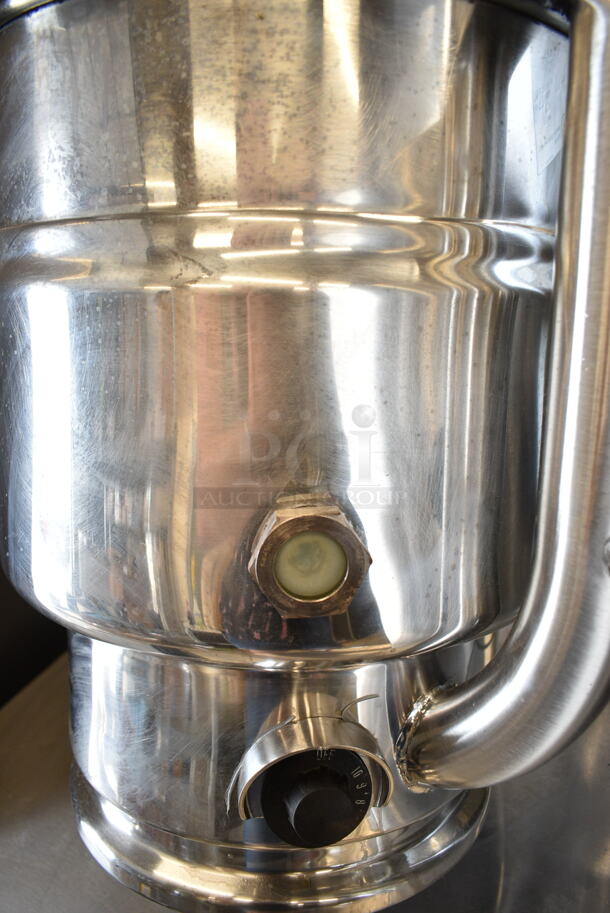 Groen TDB-20 Stainless Steel Commercial Countertop Electric Powered 20 Quart Tilting Steam Kettle on Stand w/ Commercial Casters. 208 Volts, 3 Phase.  - Image 7 of 12