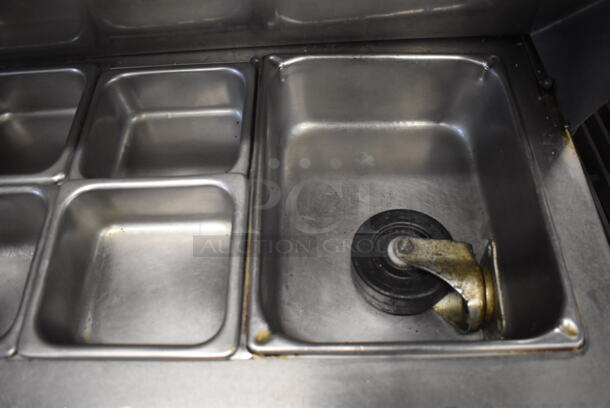 McCall Stainless Steel Commercial Sandwich Salad Prep Table Bain Marie Mega Top on Commercial Casters. One Caster and One Door Need To Be Reattached. 115 Volts, 1 Phase. 59x30x43. Tested and Powers On But Temps at 41 Degrees - Image 4 of 7