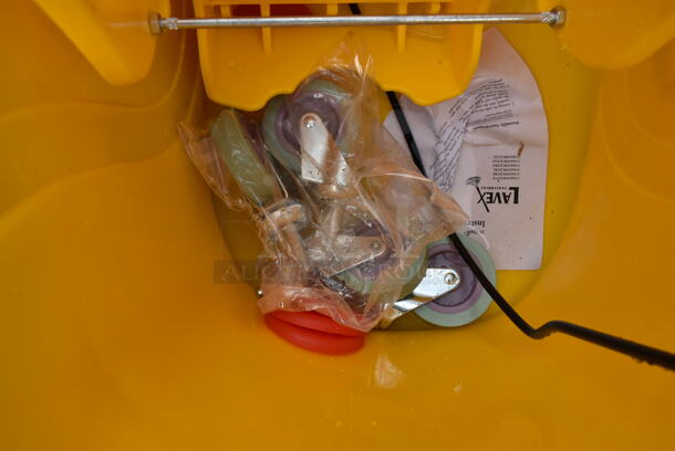 BRAND NEW SCRATCH AND DENT! Lavex Yellow Poly Mop Bucket w/ Wringing Attachment.  - Image 3 of 7
