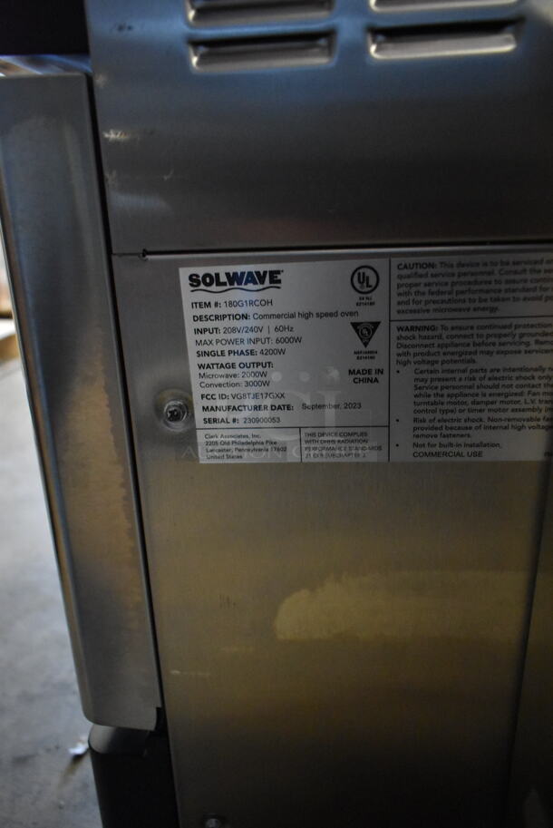 BRAND NEW SCRATCH AND DENT! 2023 Solwave 1800G1RCOH Countertop Stainless Steel Rapid Cook Ventless Oven with Programmable Touchscreen Controls. 208/240 Volts, 1 Phase.  - Image 10 of 10
