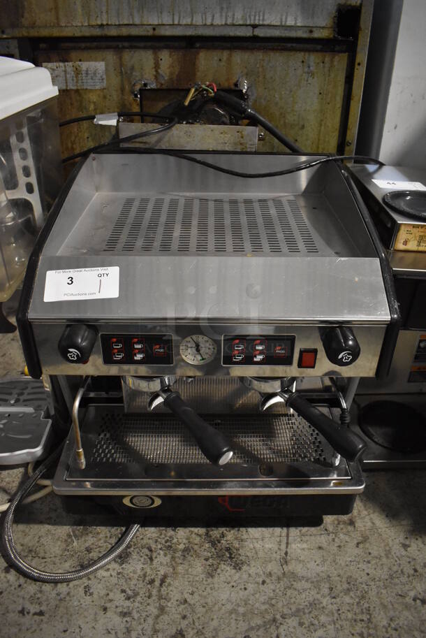 Wega Stainless Steel Commercial Countertop 2 Group Espresso Machine w/ 2 Portafilters and 2 Steam Wands. 208 Volts. 21x23x20 - Image 1 of 9