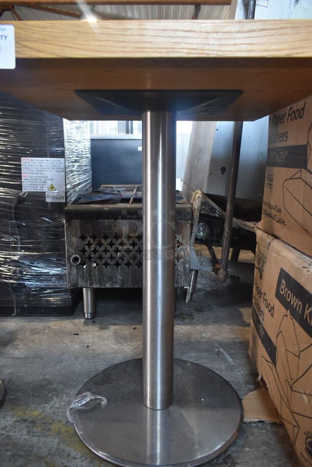 Wooden Butcher Block Dining Height Table on Chrome Finish Metal Table Base. Stock Picture - Cosmetic Condition May Vary. - Image 3 of 3