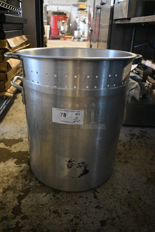 2 Metal Stock Pots; 1 Perforated. 16x16x17. 2 Times Your Bid!