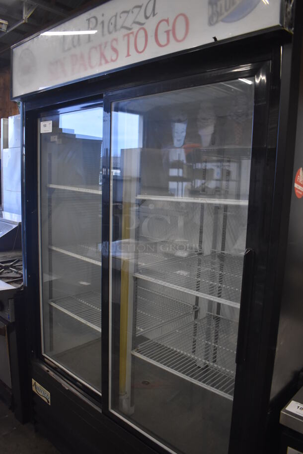 Avantco 178GDS47 Metal Commercial 2 Door Reach In Cooler Merchandiser w/ Poly Coated Racks on Commercial Casters. 115 Volts, 1 Phase. 54x34x84. Tested and Working! - Image 2 of 5