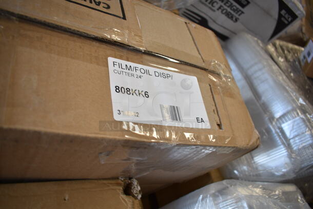 PALLET LOT of 15 BRAND NEW Boxes Including 127SB32COMBO Choice 32 oz. Clear Plastic Salad Bowl with Lid - 150/Case, 760SOUP8WPA Choice 8 oz. White Double Poly-Coated Paper Food Cup with Vented Paper Lid - 250/Case, 808KK6 Tablecraft KK6 KenKut 24" Film and Foil Dispenser / Cutter, KEG425 Torpedo Keg, 2 Box 500TW7 Choice 7 oz. Translucent Thin Wall Plastic Cold Cup - 2500/Case, 129MCR16B Choice 16 oz. Black 6 1/4" Round Microwavable Heavy Weight Container with Lid - 150/Case. 15 Times Your Bid! - Image 5 of 12