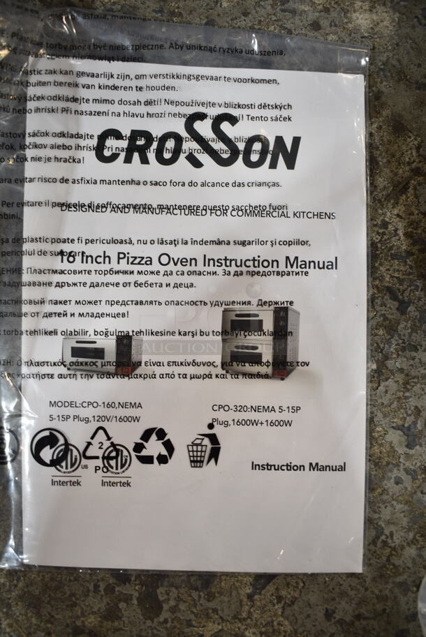 BRAND NEW SCRATCH AND DENT! 2023 Crosson CPO-160 Stainless Steel Commercial Countertop Electric Powered Pizza Oven w/ Broken Cooking Stone. 120 Volts, 1 Phase. Tested and Working! - Image 5 of 6