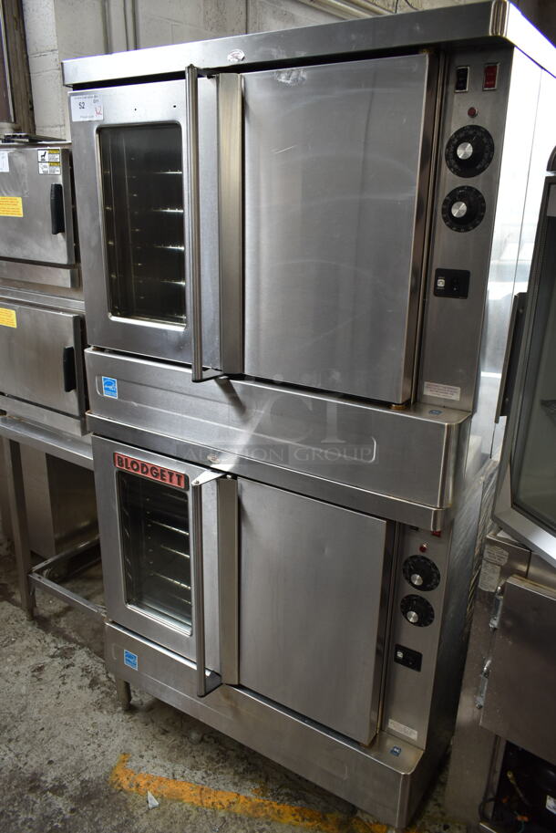 2 Blodgett SCE/AA Stainless Steel Commercial Electric Powered Full Size Convection Ovens w/ Solid Door, View Through Door, Metal Oven Racks and Thermostatic Controls. 208-230 Volts.  2 Times Your Bid!