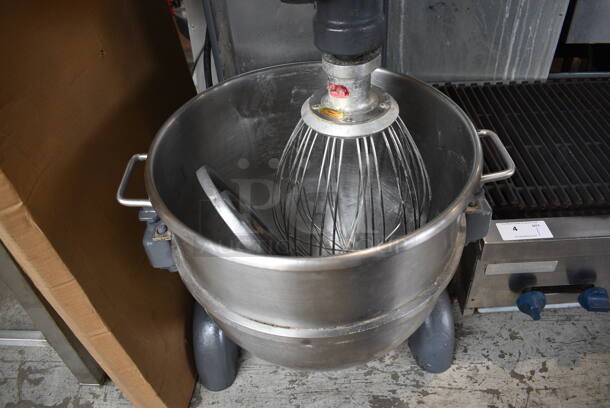Hobart Model H 600 Metal Commercial Floor Style 60 Quart Planetary Dough Mixer w/ Stainless Steel Mixing Bowl, Whisk and Paddle Attachments. 208 Volts, 3 Phase. 28x40x56 - Image 3 of 9