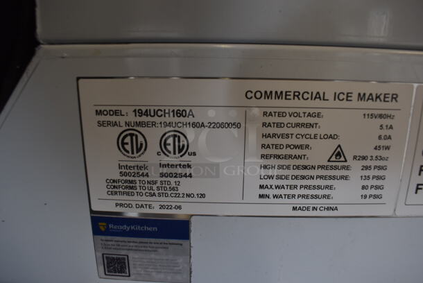 BRAND NEW SCRATCH AND DENT! Avantco Ice 194UCH160A Stainless Steel Commercial Self Contained Undercounter Half Cube Ice Machine. 115 Volts, 1 Phase. - Image 9 of 9